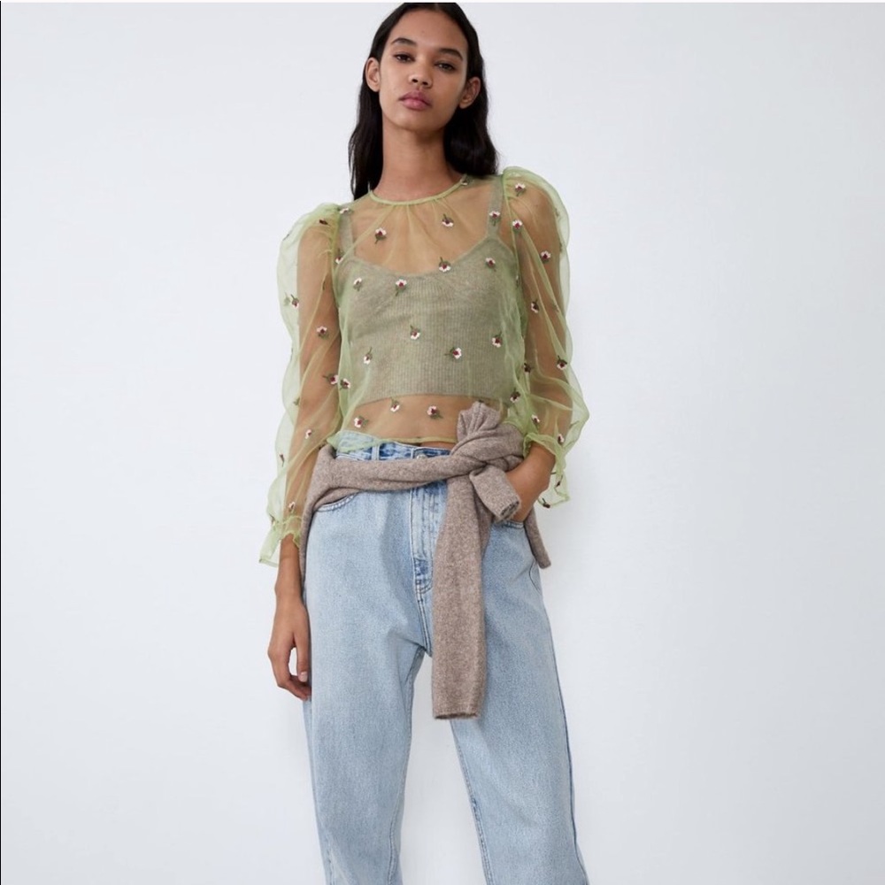 ZARA NWT Green Blouse